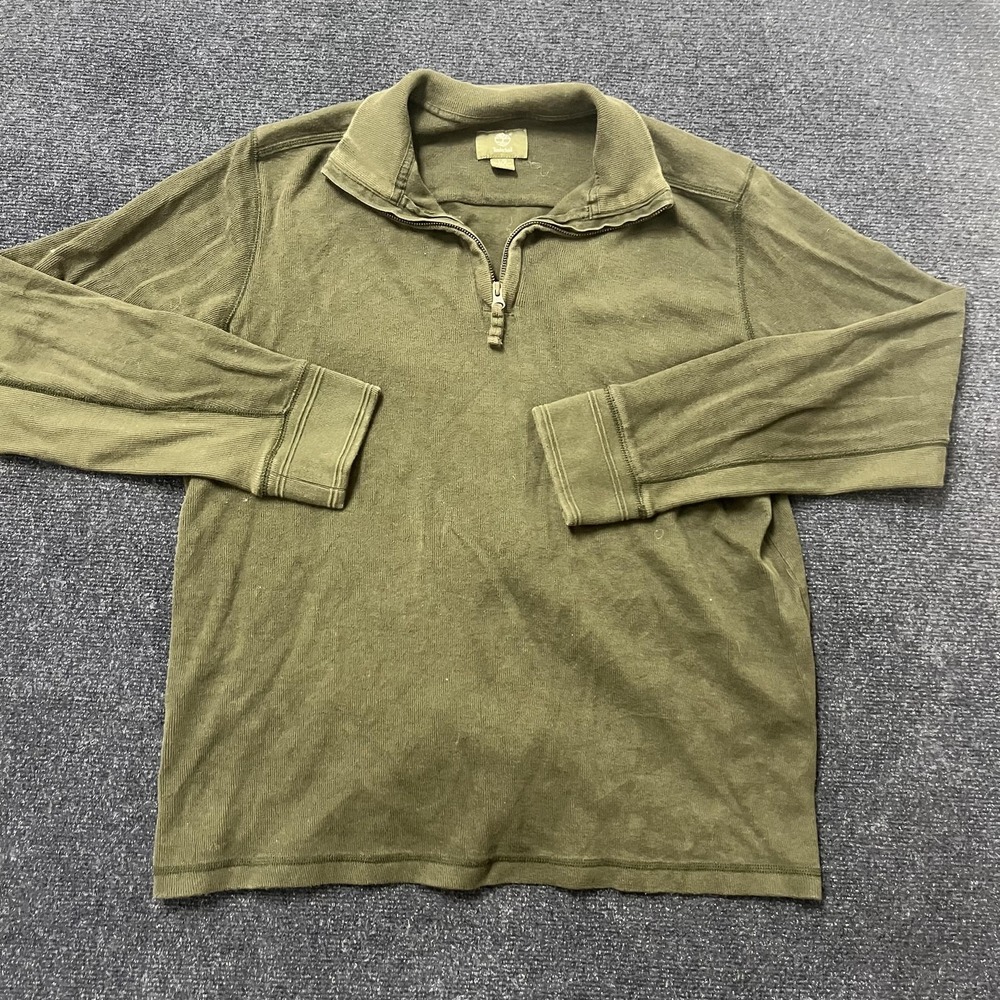 Timberland‎ Pullover Mens Large Green Quarter Zip Long Sleeve Regular Fit